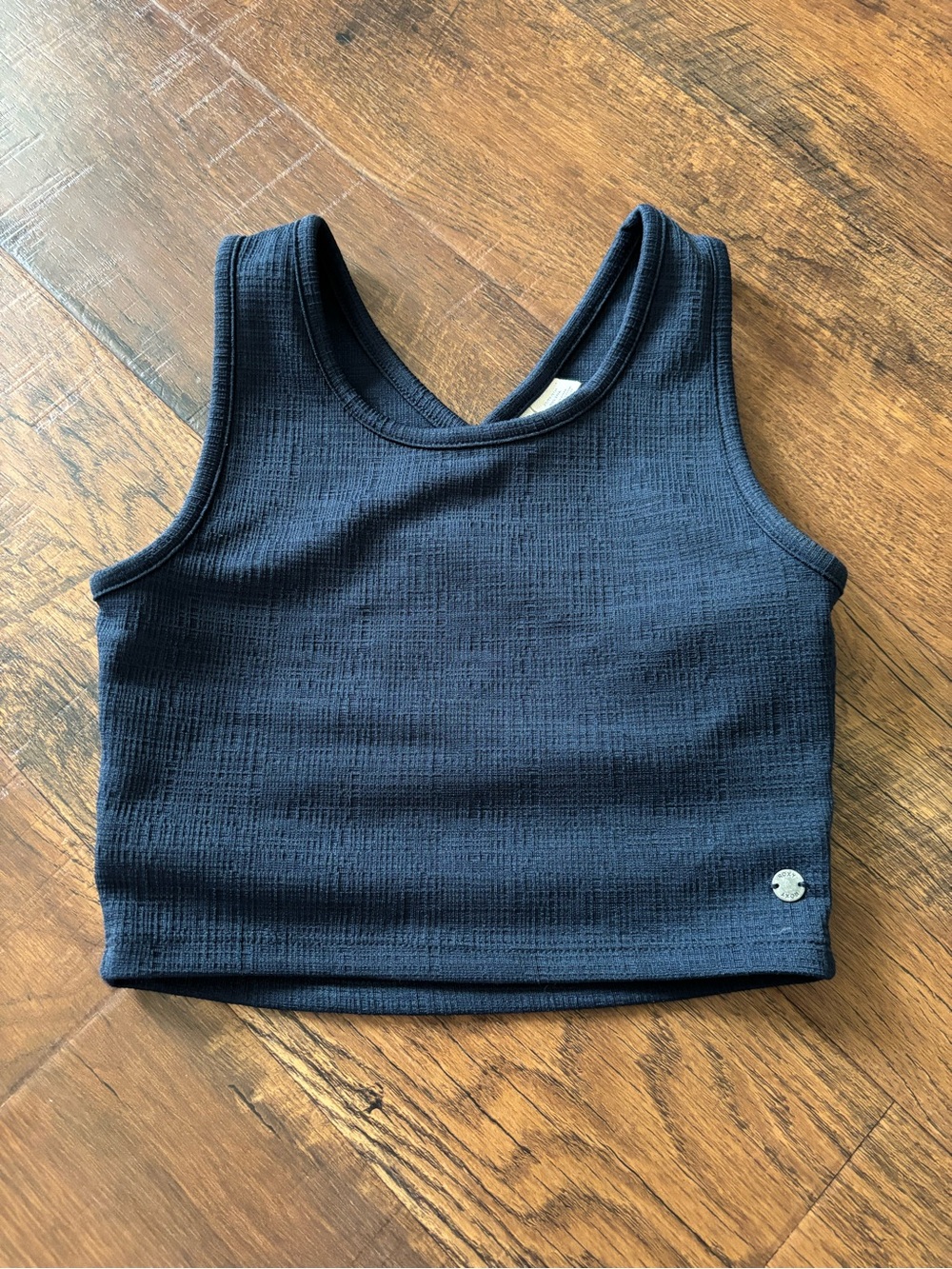 Roxy Navy Textured Cropped Tank Top